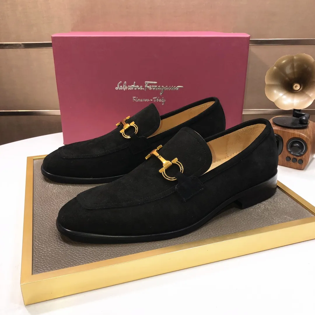 Men's shoes 💰500💰 [Ferragamo/Ferragamo] The latest model in the counter. Original imported high-quality cowhide with open sides + imported 🐂 water-dyed cowhide lining + original luxury metal buckle + original combination outsole. Comparison without pressure 38--45 (45 is custom-made and cannot be returned or exchanged)